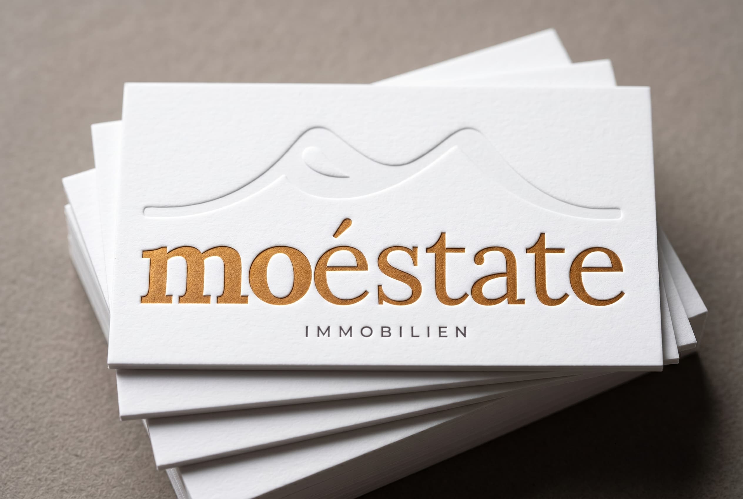 Exklusiv Vorderseite Weiß Blind Deboss Gold Foil