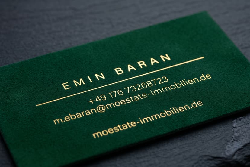 Exklusiv Rückseite Waldgrün Suede Gold Foil Kontaktdaten