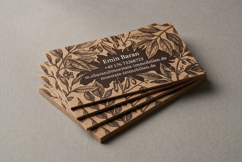 Exklusiv Rückseite Kraft Botanische Illustration Weiße Type